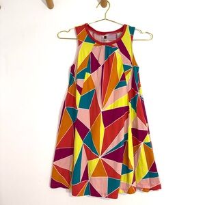 Tea Collection Multicolor Geometric Sleeveless Trapeze Bo Kaap Mini Shirt Dress